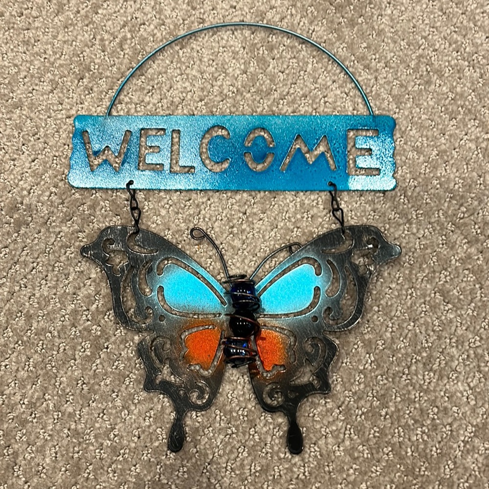 Butterfly Metal Hanging Welcome Sign